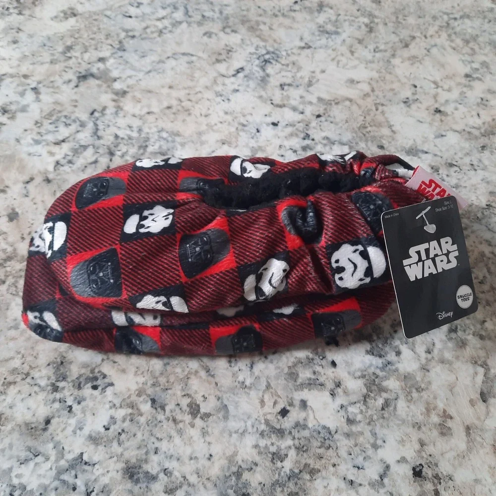 Star Wars Kids Slippers 10 Buffalo Plaid Snuggle Toes Darth Vader Stormtrooper